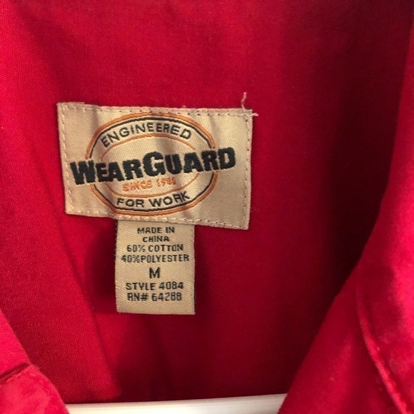 Wearguard red short sleeve shirt size medium cotton & polyester pocket on front - Picture 8 of 11